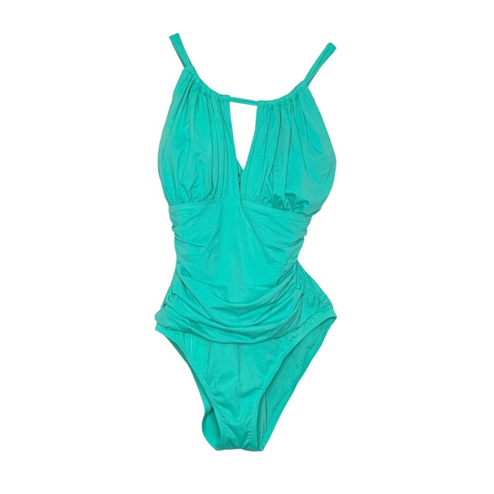 LA BLANCA Island Goddess Keyhole One Piece Swimsuit Ruched Calypso Womens Sz 12 - Picture 11 of 11